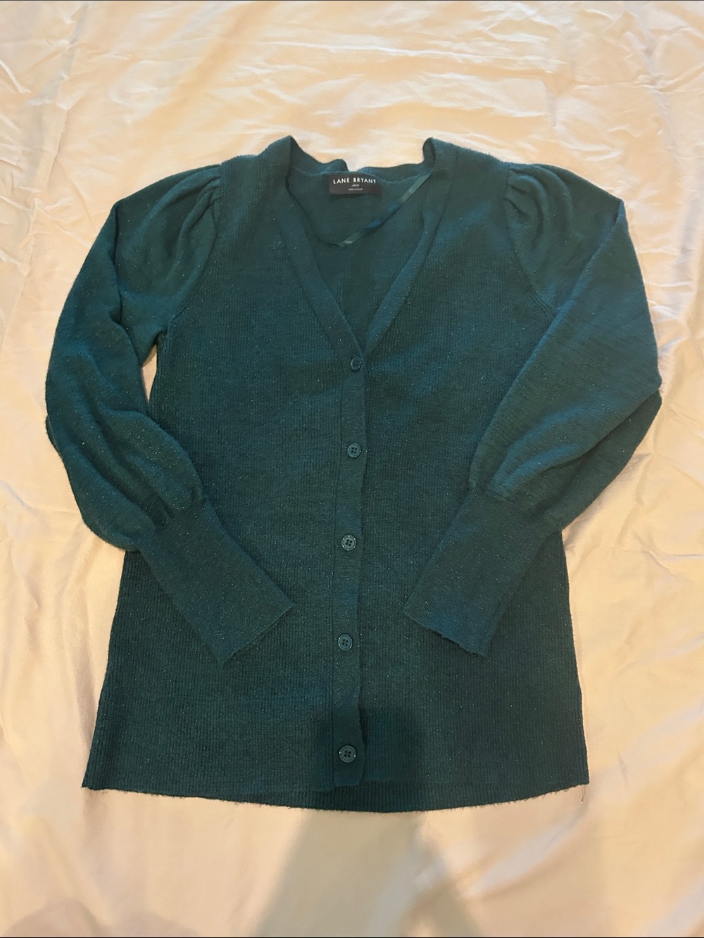 Lane Bryant Deep Teal V-Neck Button Front Cardigan size 14/16
